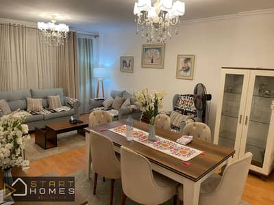 Furnished 3-bedroom apartment (135 sqm) for rent in Madinaty, B11. Features a spacious, comfortable reception area and a prime location near the Strip