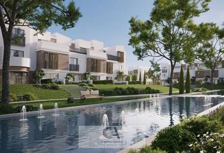 Twin house for sale in Scenes Compound in the heart of Mostakbal City, next to Bloomfields, with a 5% down payment and installments over the longest p
