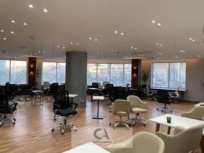 Office space for rent, 494 sq m, in a prestigious administrative mall - finished with air conditioning - Fifth Settlement
