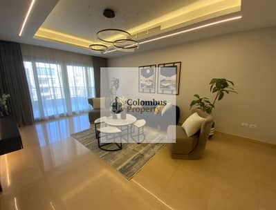Two-bedroom serviced apartment for rent in Cairo Festival City, overlooking the lakes in New Cairo's Fifth Settlement.