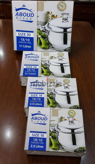 طقم حلل عبود استانلس 18/10 - 10 قطع - جديد بالكرتونة