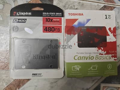 toshipa Hdd external 1TB 2500 EGP+kingstone SSD internal 480GB 2000EGP