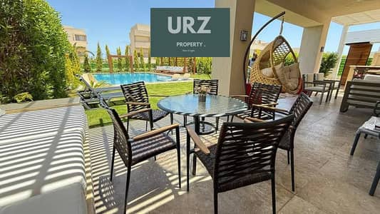 Twin House Villa with 5 rooms directly on the sea, fully finished with air conditioning. You can view it now in Ras Al-Hikma, North Coast, near Fouka, John, and Caesar, and Ogami for sale.