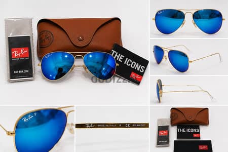 Ray-Ban Aviator RB3025 112/17 Gold Blue Flash Mirror – Like New