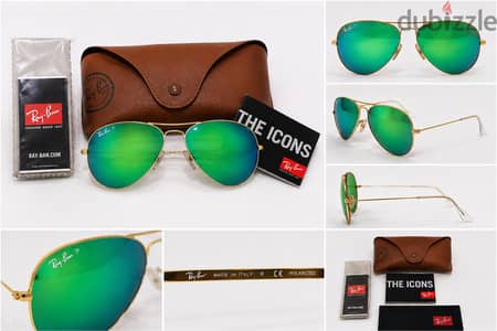 Ray-Ban Aviator RB3025 112/19 Gold Green Flash Mirror – Like New