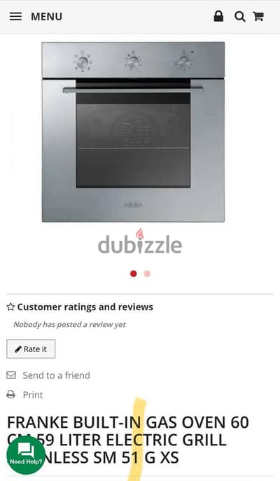 Franke oven Gaś