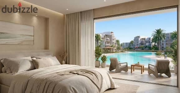 3 rooms chalet fully finished, lagoon and landscape view, for sale in Seashore, Ras El Hekma, North Coast