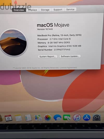 للبيع MACBOOK PRO 2015 13-INCH بحالة ممتازة