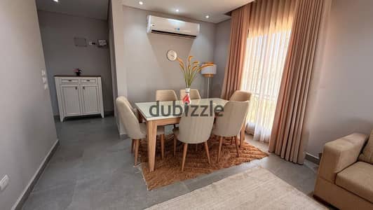 Fully furnished apartment (hotel style) for rent in Village West, Sheikh Zayed; first-time occupancy, featuring 3 bedrooms and 3 bathrooms