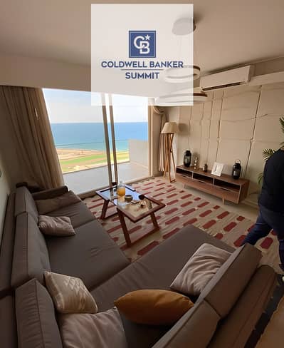 For sale A distinctive chalet with a double sea view, hotel-style finishing, and air conditioning, located in Monte Galala, Ain Sokhna