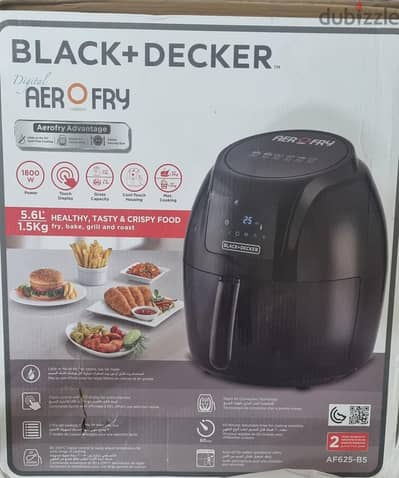 إير فراير BLACK+DECKER ديجيتال 5.6 لتر 1800 وات بحالة ممتازة