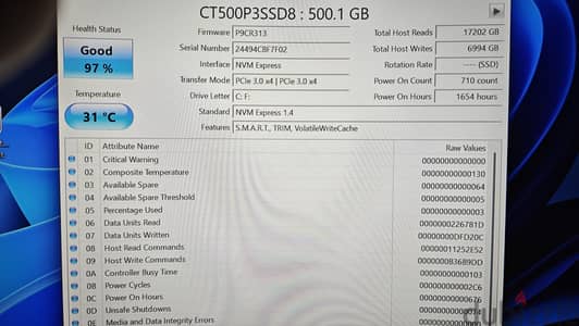 Crucial P3 500g ssd