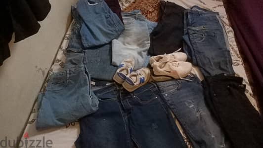 عدد 10 بناطلون جبنز ماركه.  مقاسات.  وفيهم اطفال.