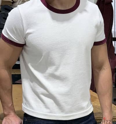 FOMO - White/Burgundy interlocked ringer t-shirt - XL