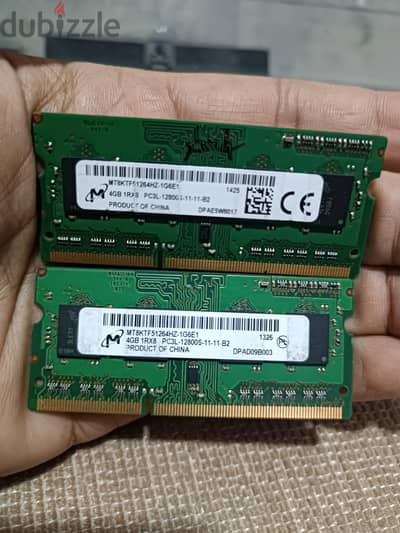 Laptop RAM Micron 4GB 1RX8 DDR3L SO-DIMM PC3L-12800S-11-11-B2 1600MHz