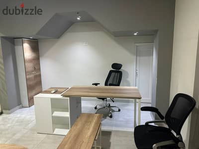 Office for rent, 80 sqm, in The Courtyard Mall, Sheikh Zayed; fully finished, furnished, and equipped with air conditioning.
