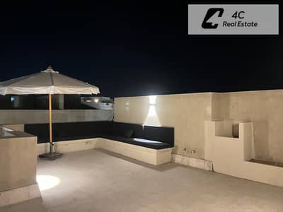 For sale at the lowest price in the compound a fully finished penthouse—complete with furniture and air conditioning—featuring a direct pool view