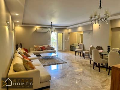 For those who love first-time occupancy and first use: Furnished apartment for rent in Al Rehab. Ground floor with a private garden and private entran