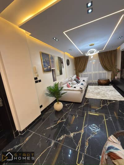 Furnished 107-square-meter, two-bedroom apartment for rent in Madinaty (B12); features a prime location close to amenities and high-end finishing.