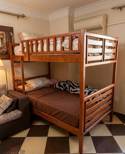 Double Super single bed Brown colour material wood for Sale