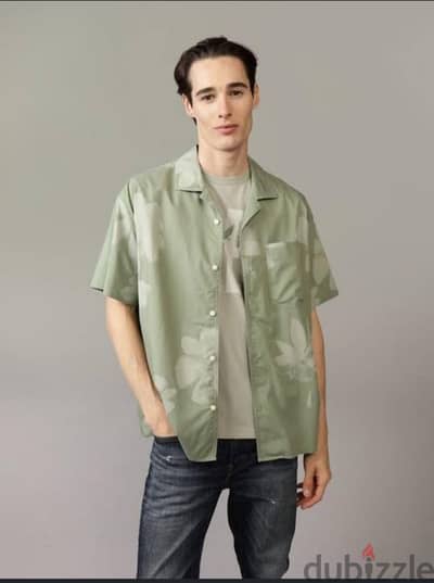 AE Floral Button-Up Poolside Shirt