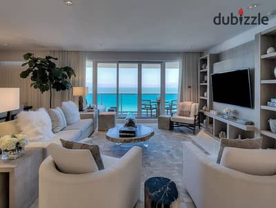 first row chalet fully finished with air conditioners sea view lowest price for sale in Ras Elhekma North Coast Direction White