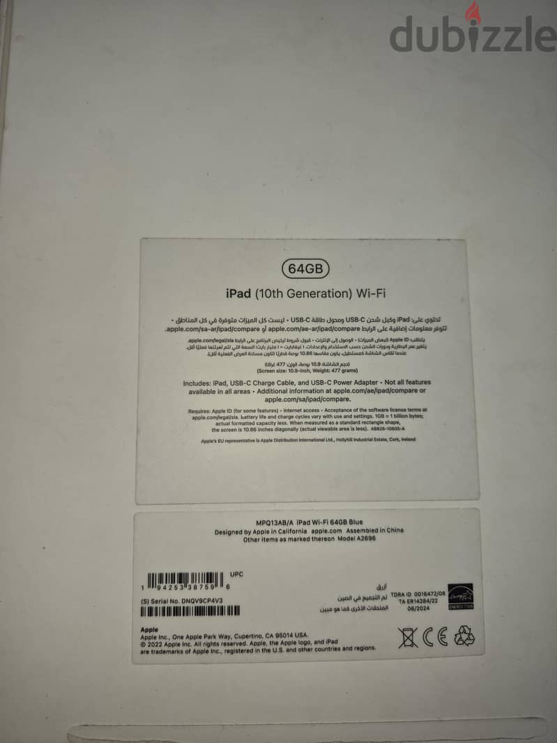 I pad 10 generation 64G 1