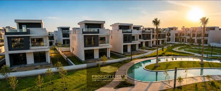 Largest town villa with immediate delivery and facilities overlooking the lagoon and landscape in Sheikh Zayed on Dahshour connection opposite Zayed 5 and Beverly Hills