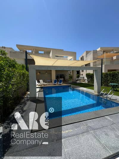 شاليه ارضي بجاردن للايجار بسعر مميز هاسيندا باي برايفت بول اول صف جولف بحري صريح/ Hacienda bay north Coast