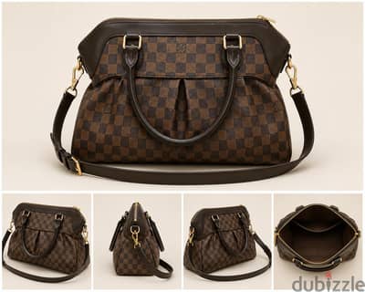 Louis Vuitton Damier Ebene Satchel Bag with Shoulder Strap