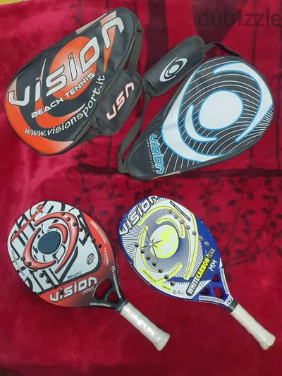 vision  beach tennis rackets - white carbon team & vision pro