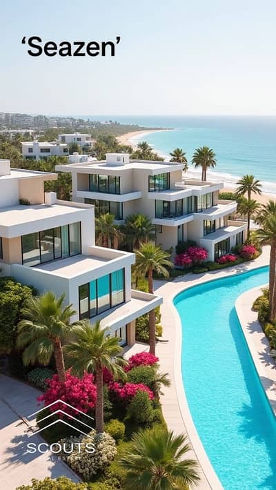 شاليه برايفت جاردن صف اول بحر متشطب بالتكييفات والمطبخ sea view للبيع فى سيزن الساحل الشمالى North Coast راس الحكمة قريب من جميع الخدمات