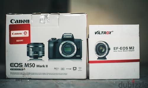 كاميرا كانون m50 ii شاتر 4k كامله و ادبتور  فيلتروكس اسبيد بوستر للبيع