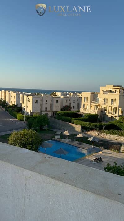 Private, fully furnished chalet with a private rooftop terrace for sale in Amwaj, with a pool view.  The chalet is for sale in a prime location and at