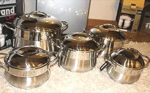 طقم حلل أستانلس تركي ماركة ايكوت 5 قطع جديد