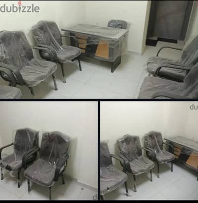 طقم جديد زيرو ( مكتب و كرسي + ٥ كراسي انتظار جلد)