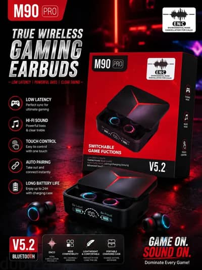 M90 Pro Gaming Earbuds – احترافية في اللعب. . . قوة في الصوت