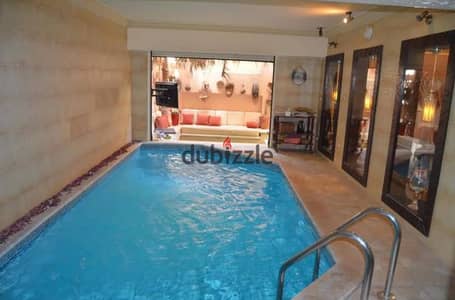 Fully furnished luxury duplex for rent in South Academy (J)! 400 sqm, private entrance, heated indoor pool, 2 gardens, and top-tier security