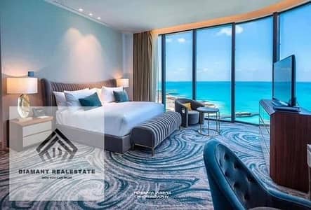 Hotel apartment 319m in Alamein Towers with Panoramic view of Sea and lagoon, at Price lower than value, Finished VIP with Hotel services Over 12Years