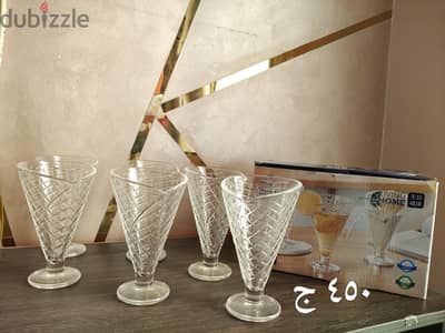 طقم كاسات آيس كريم زجاجية (6 قطع)