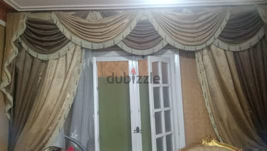 ستارة برقع بنى فى ذهبى كالجديدة قماش حرير فاخر وستارة شيفون اورجانزا