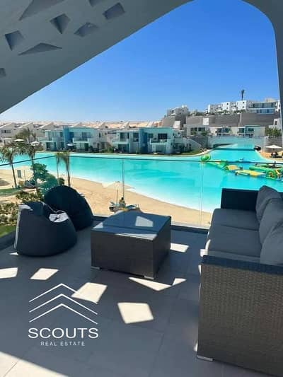 شاليه على البحر صف اول لاجونز للبيع فى قرية سولت Salt راس الحكمه الساحل الشمالى North Coast بجوار قطاميه كوست هايسندا وسوان ليك فيو على اللاجون دايركت