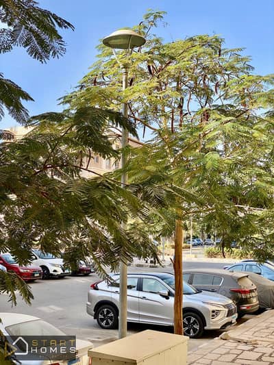 Furnished 88-square-meter, two-bedroom ground-floor apartment for rent in Madinaty (B6), featuring a distinctive view of the park.
