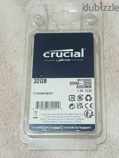 رامات لابتوب Crucial سعة 32 جيجابايت