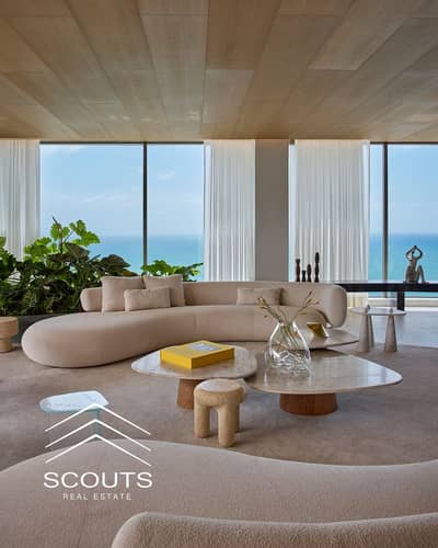 شقة صف اول على البحر Fully Finished بالتكييفات Panorama Sea View للبيع فى ذا جيت the gate ابراج العلمين الساحل الشمالي North Coast