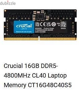 Crucial 16 gb ddr5 4800 mhz sodimm