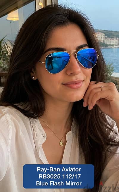 Ray-Ban Aviator RB3025 112/17 Gold Blue Flash Mirror – Like New