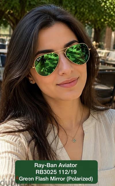 Ray-Ban Aviator RB3025 112/19 Gold Green Flash Mirror – Like New