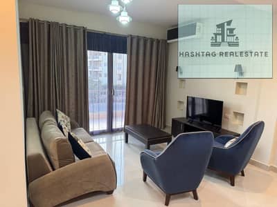 For rent, a modern furnished apartment in the Address Compound, 3 rooms and 2 bathrooms, second floor, larger area, fully air-conditioned, American kitchen