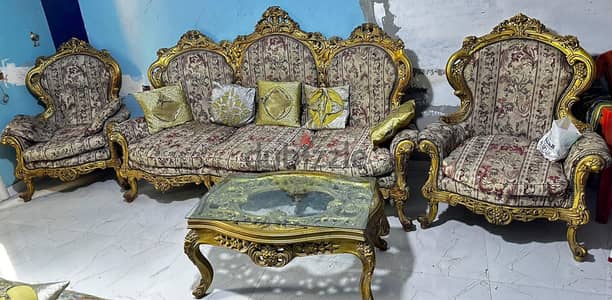صالون مدهب خشب زان عمولة
